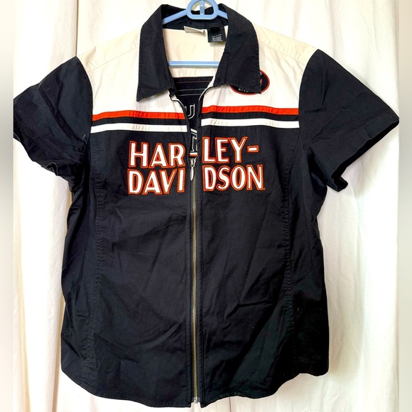 Harley-Davidson Tops - Harley Davidson Genuine Motor Clothes Womens Sz 1W Full Zip Embroidered Shop Top